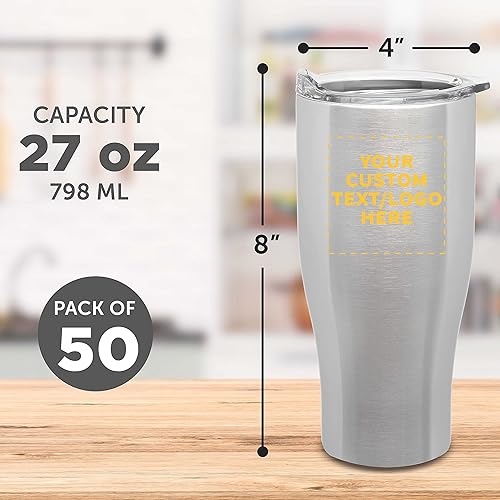 Miniatura 172 de Tazas de viaje personalizadas de acero inoxidable de 27 onzas, juego de 10, paquete personalizado a granel, perfectas para café, refrescos, otras
