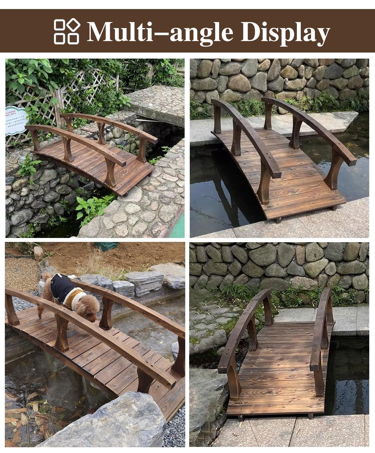 Ponte da giardino esterno per laghetti e cortili, passerella resistente per prato e patio Decor