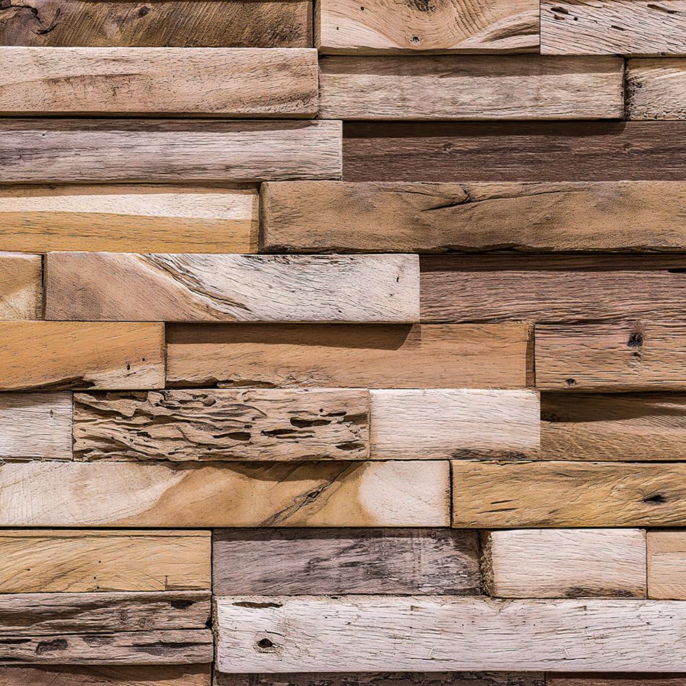 LZH-LP 3D Vintage Distressed Wood Grain Self-Adhesive Wallpaper Rustic Plank Effect Wall Stickers, 44.5x500CM Peel and Stick Vinyl Film for Living Room Bedroom Furniture Kitchen DIY Projects