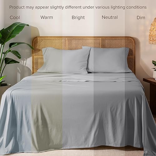 Miniatura 9 de Bare Home Juego de sábanas de 100 % algodón orgánico, ultra suave, 100 % algodón, juego de sábanas y funda de almohada, sábanas de bolsillo profundo