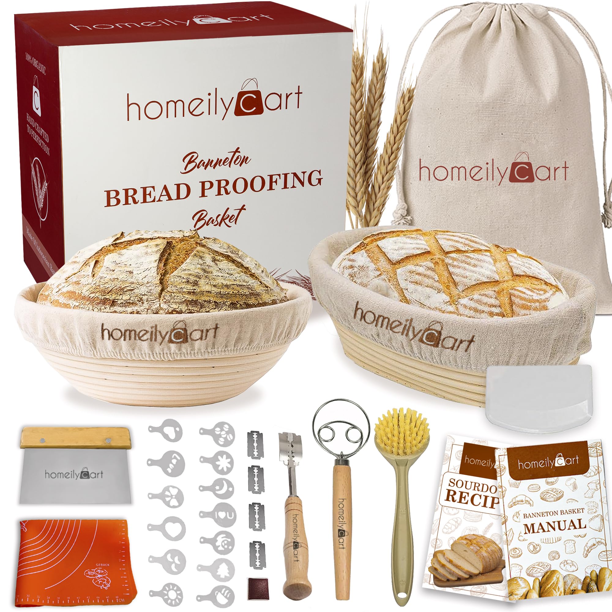 Banneton Bread Proofing Basket Set - 9
