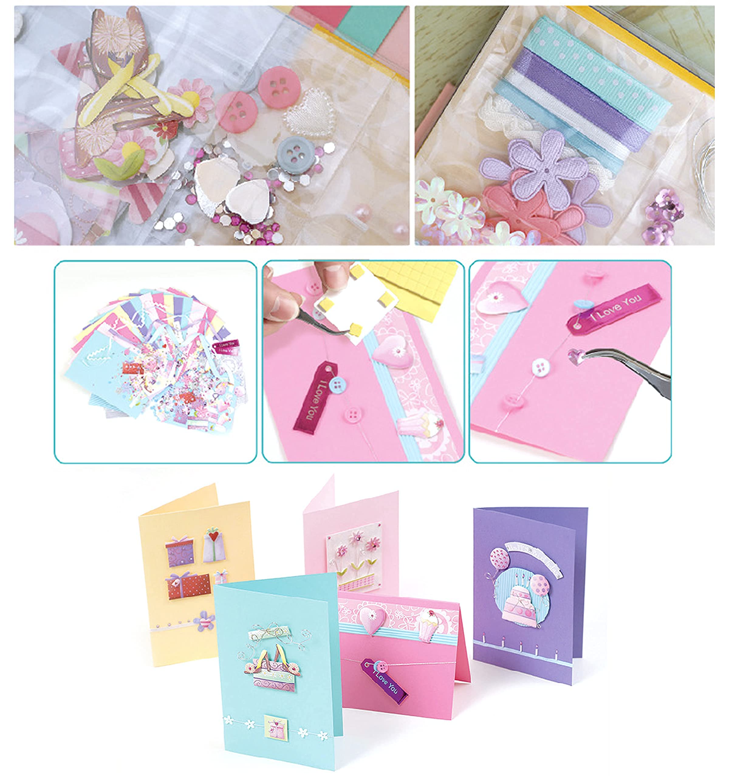 Let's Make Cards! Kit completo para hacer tarjetas, incluye 10 tarjetas y sobres y artículos decorativos para satisfacer tu imaginación y creatividad para niños y niñas