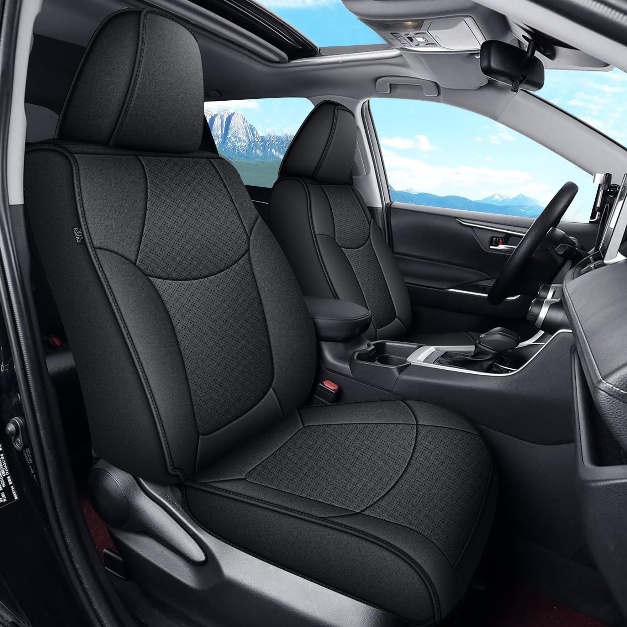 IKABEVEM Seat Covers Full Set Custom Fit for Toyota RAV4 2019-2026 | 1:1 Custom,Waterproof Faux Leather,Scratch Resistant,Fully Wrapped,Easy to