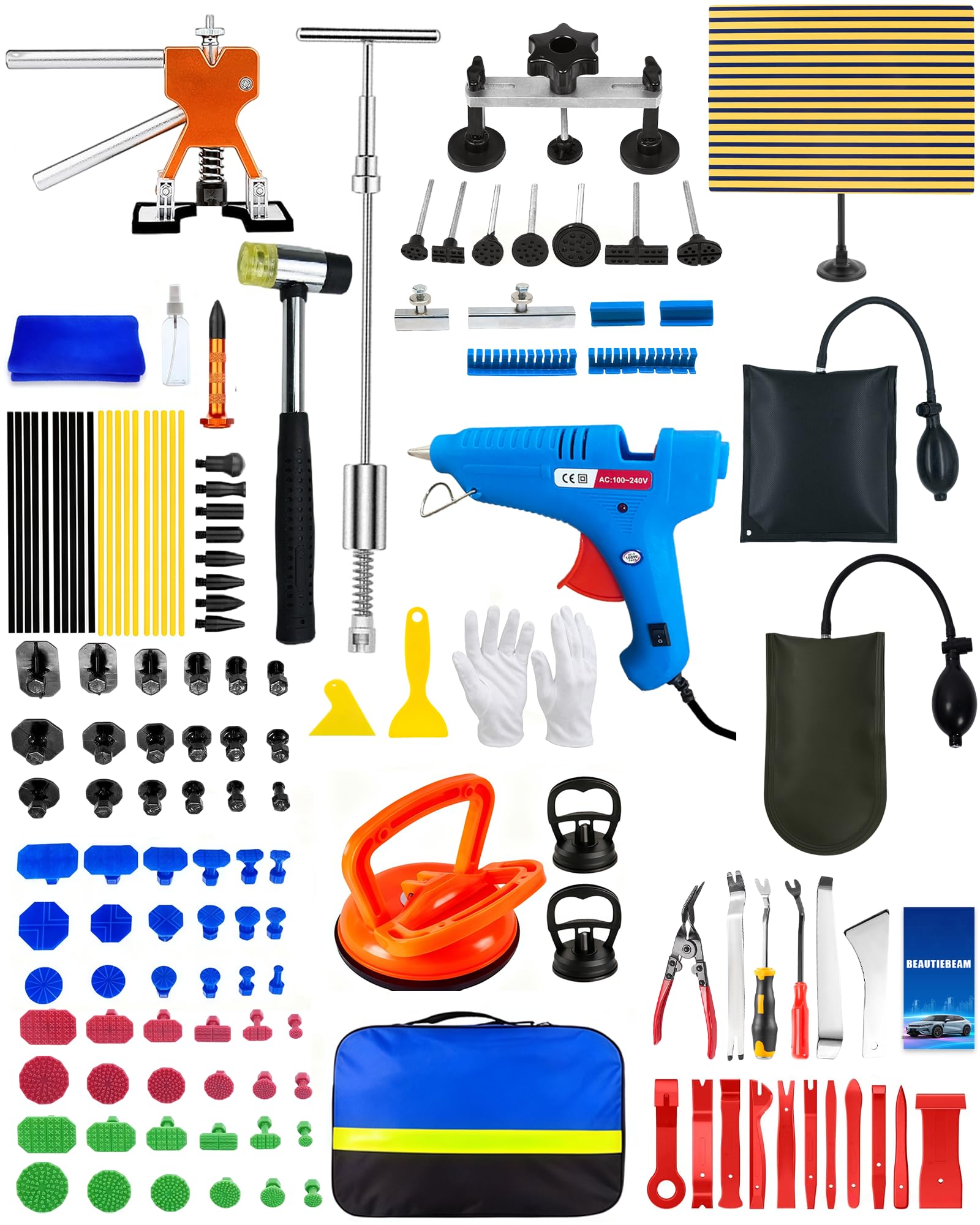 Photo 1 of 132pcs Dent Puller Kit,Car Dent Repair Kit,Paintless Dent Removal Kit with Suction Cup & Bridge Puller & Golden Lifter,Dent Remover Tool for Car,Auto Body Repair Dent Removal Tools for Hail Door Dings