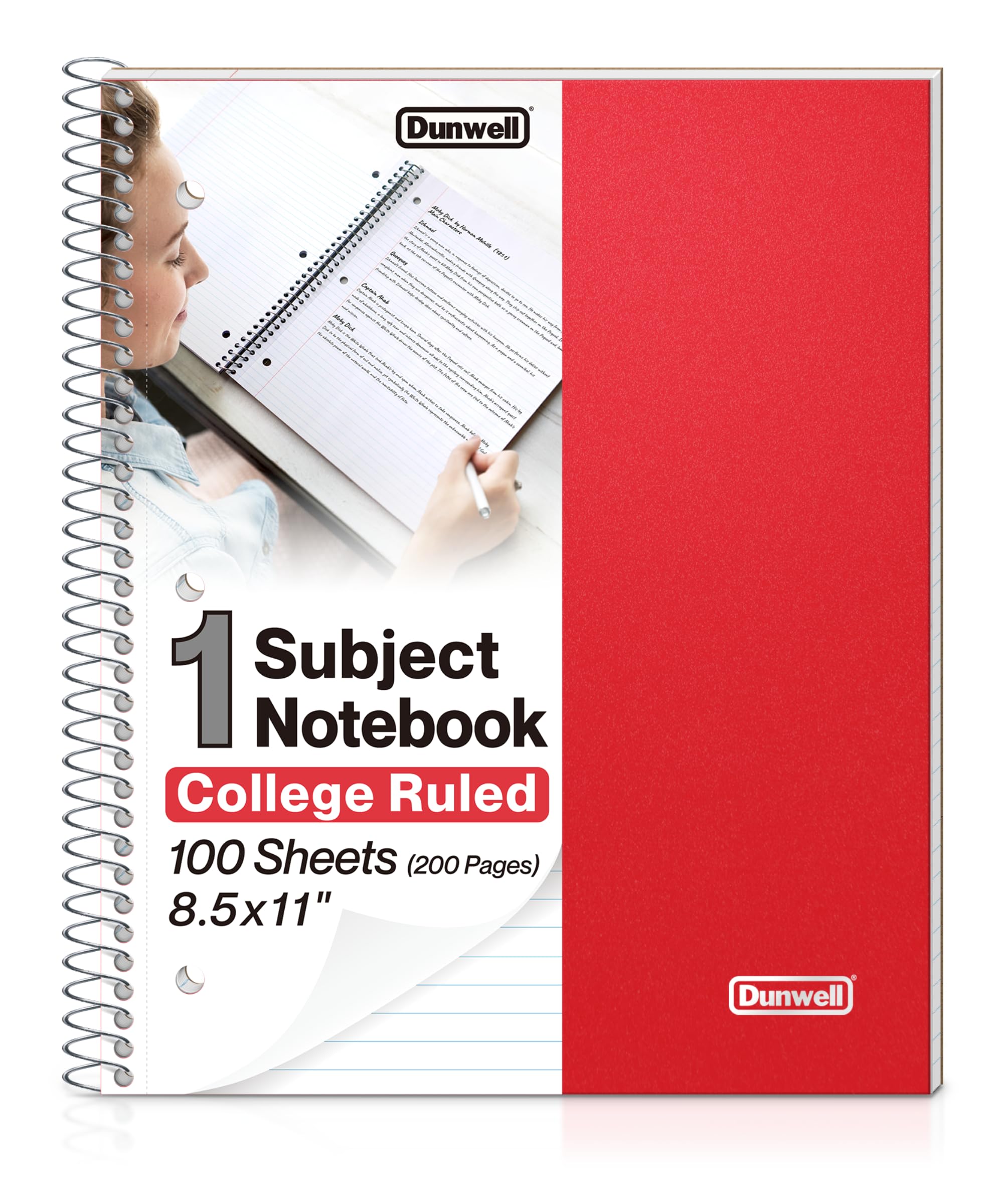 Amazon.com : Dunwell 1 Subject Notebook College Ruled (Red