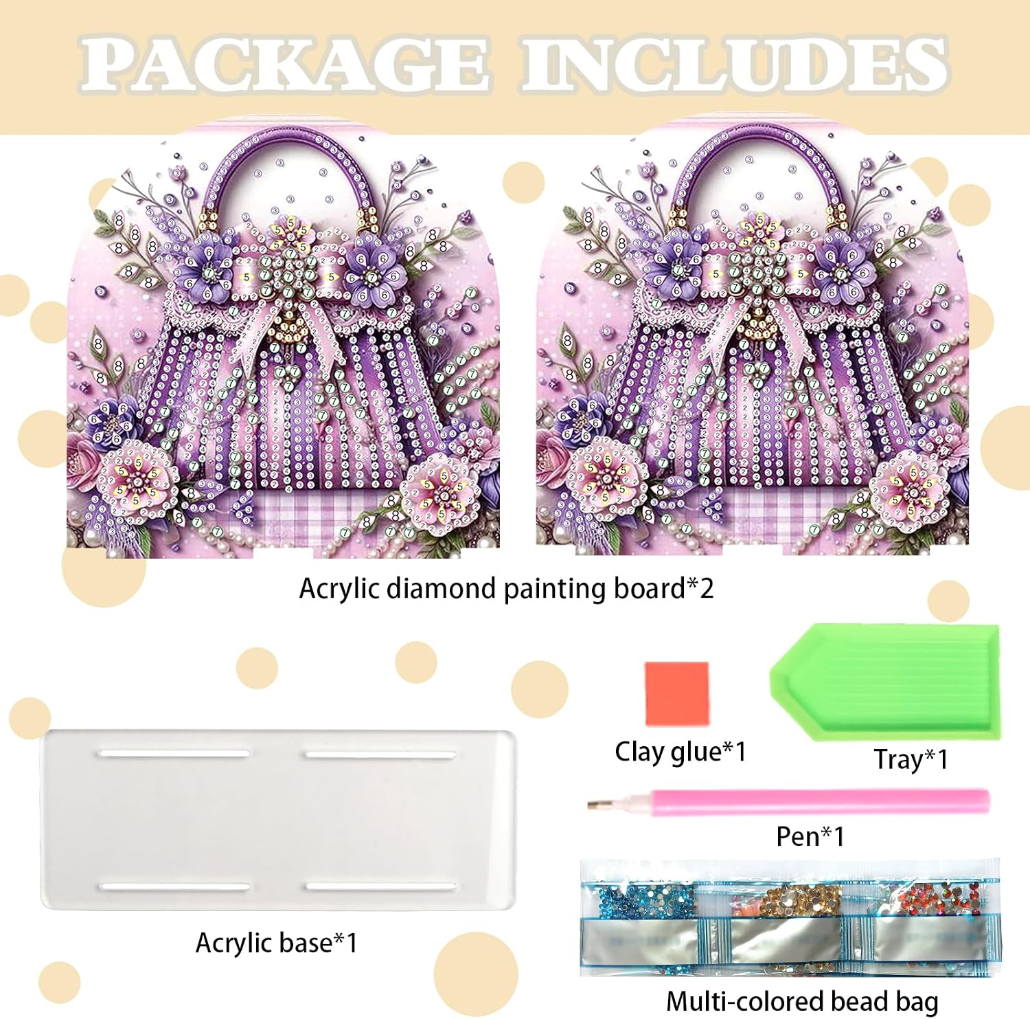 DCIDBEI Paint by Numbers kit for Adults Napkin Holder for Table 15x15cm Handbag Diamond Painting Napkin Holder Standing Paper Napkin Storage for Kitchen Dining Table Decor Arts and Crafts for Adults image 3