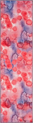 Miniatura 2 de SAFAVIEH Paint Brush Collection - Alfombra de pasillo, 2.2 x 8 pies, fucsia y lavanda, no desprende pelusa, lavable a máquina y antideslizante,