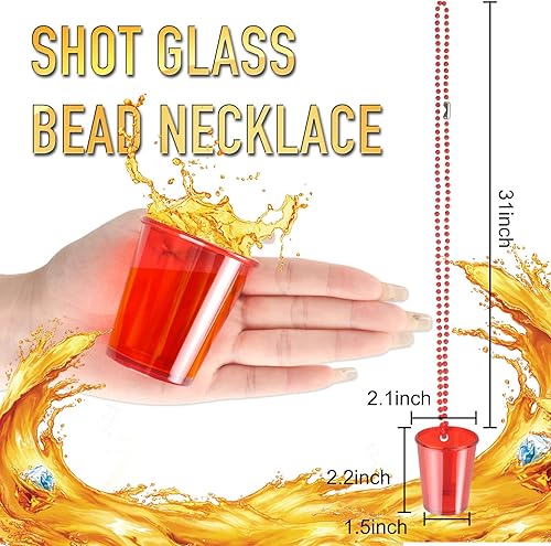Miniatura 2 de 24 piezas de chupito en collar de cuentas, taza de plástico para cumpleaños, boda, decoración de desfile de festivales, suministros de despedida de