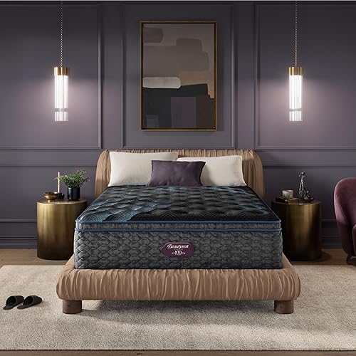 Beautyrest World Class Level Four Plush Pillow Top 16.25" Colchón de tamaño king con tope de plumón de nivel cuatro de clase mundial - Soporte,
