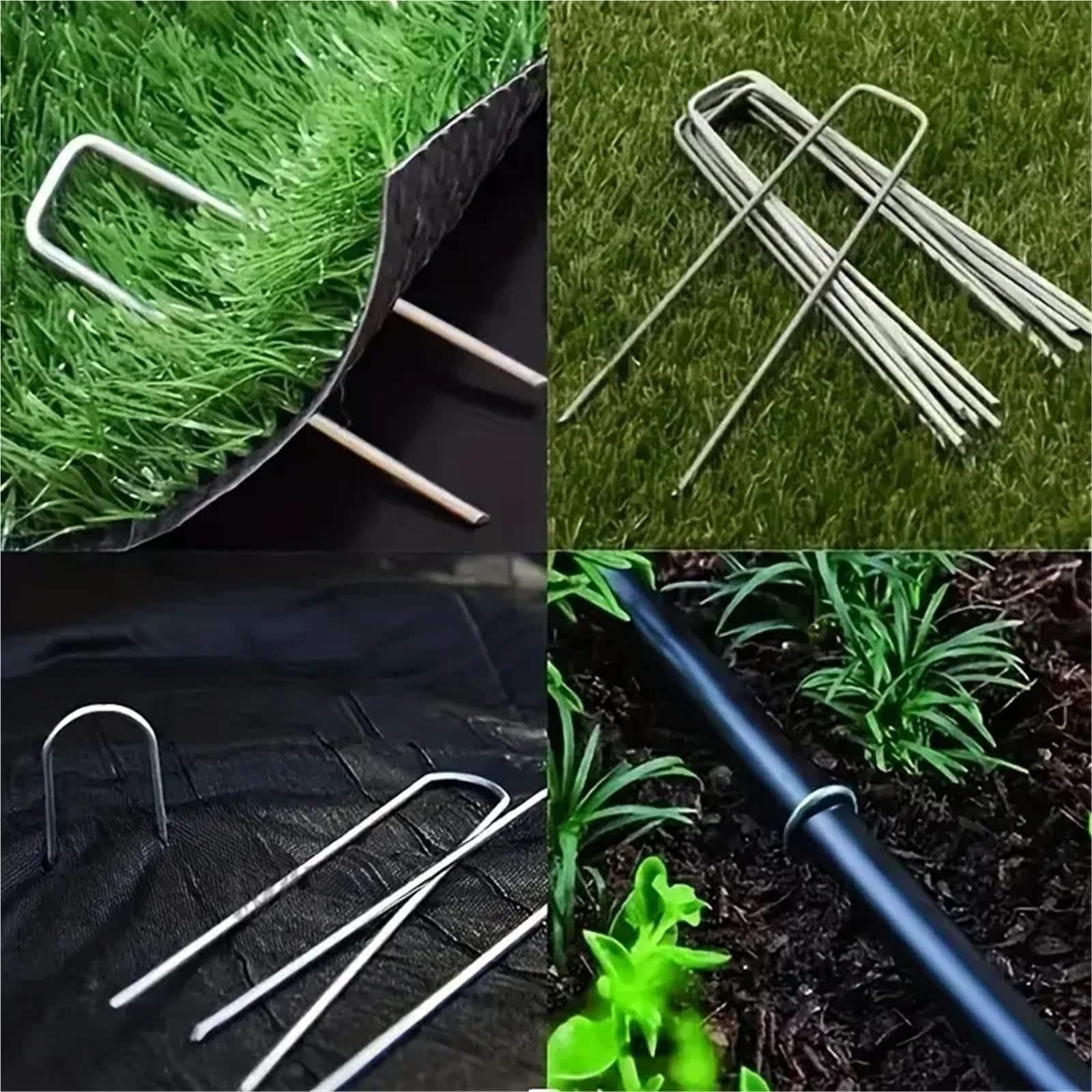 Punti Metallici for Giardinaggio, picchetti da Giardino a Forma di U, for, for Tende Resistenti, Fissaggio for Erbacce per Giardini(Silver-4cmx10cm)