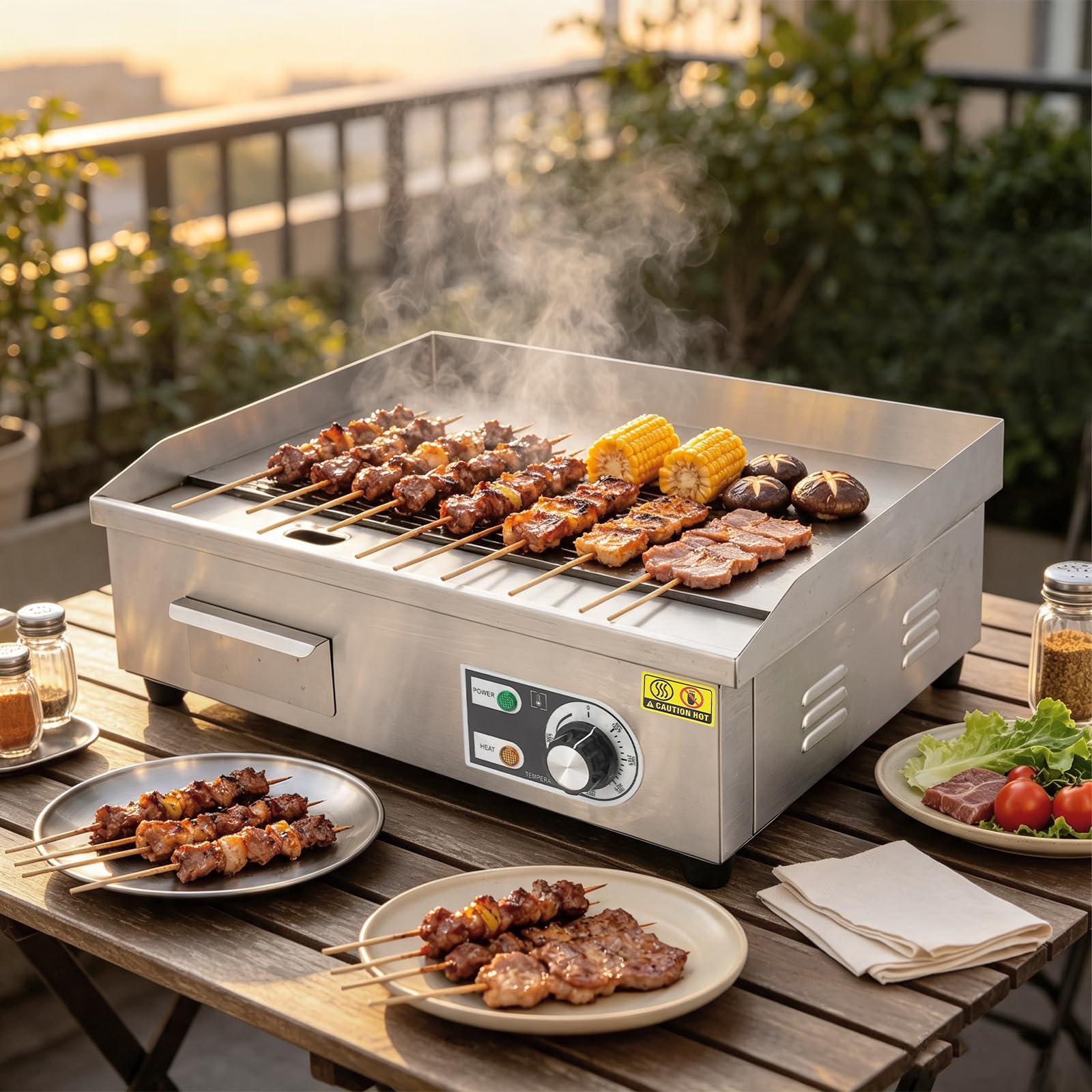 Barbacoa eléctrica, Barbacoa eléctrica comercial, plancha