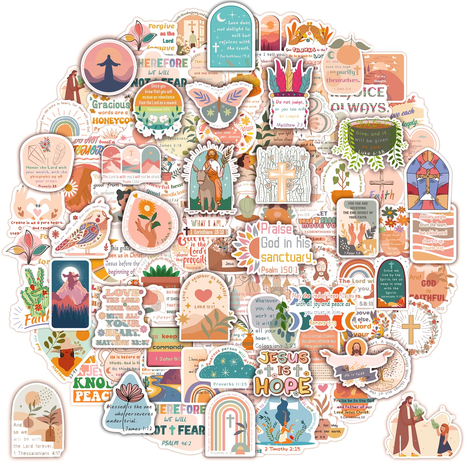 DeaDamHaDa 200 PCS Boho Christian Stickers for Journaling Bible Verse Jesus Stickers for Vision Board Aesthetic Faith Christian Gifts for Women Adults