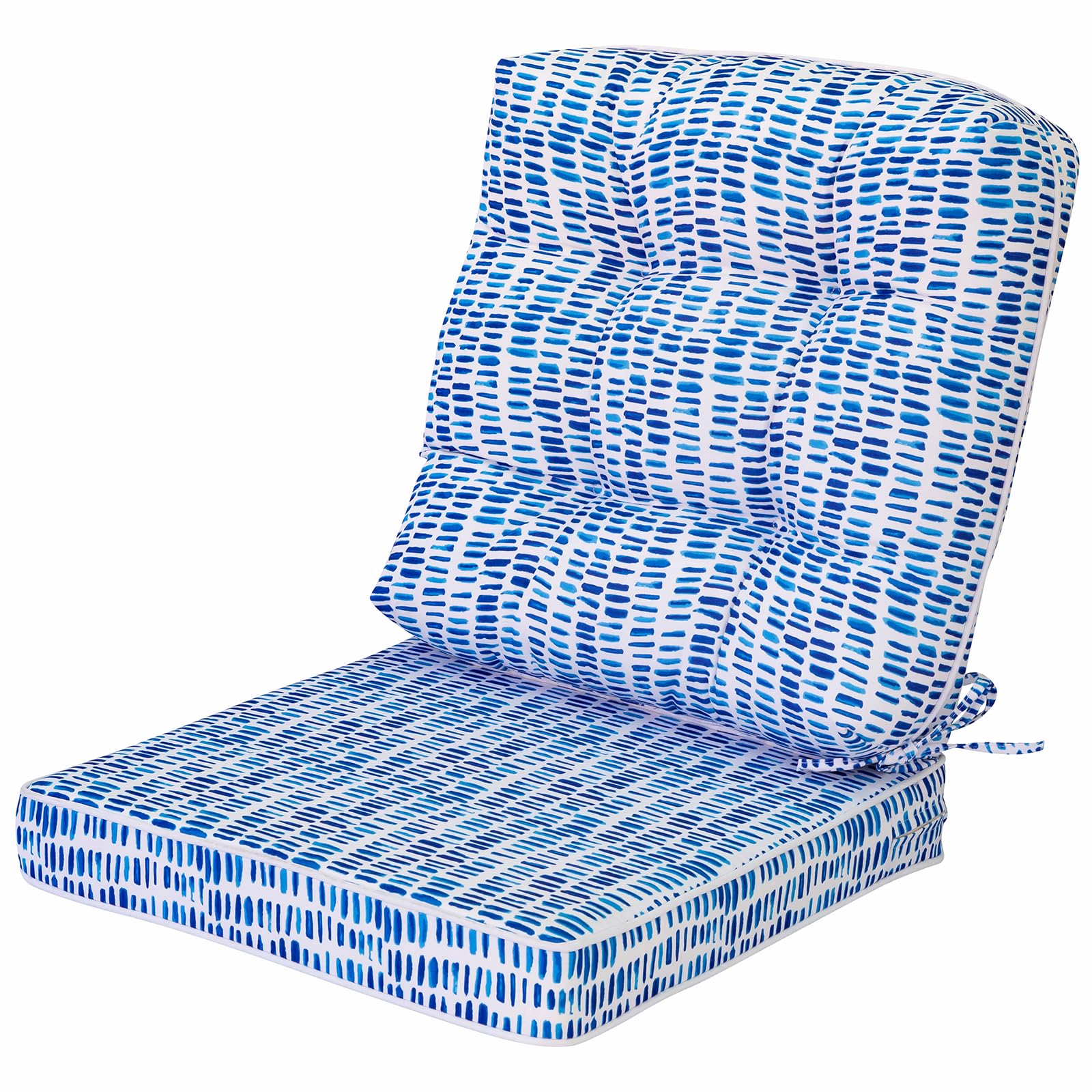 Outdoor Seat/Back Deep Chair Cushion Set for Patio Furniture - Lounge Chair Cushions with Ties - Water-Resistant Patio Chair Cushions 19x19