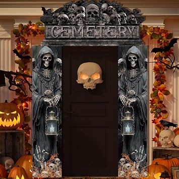 Funnymoom Halloween Cemetery Door Decorations