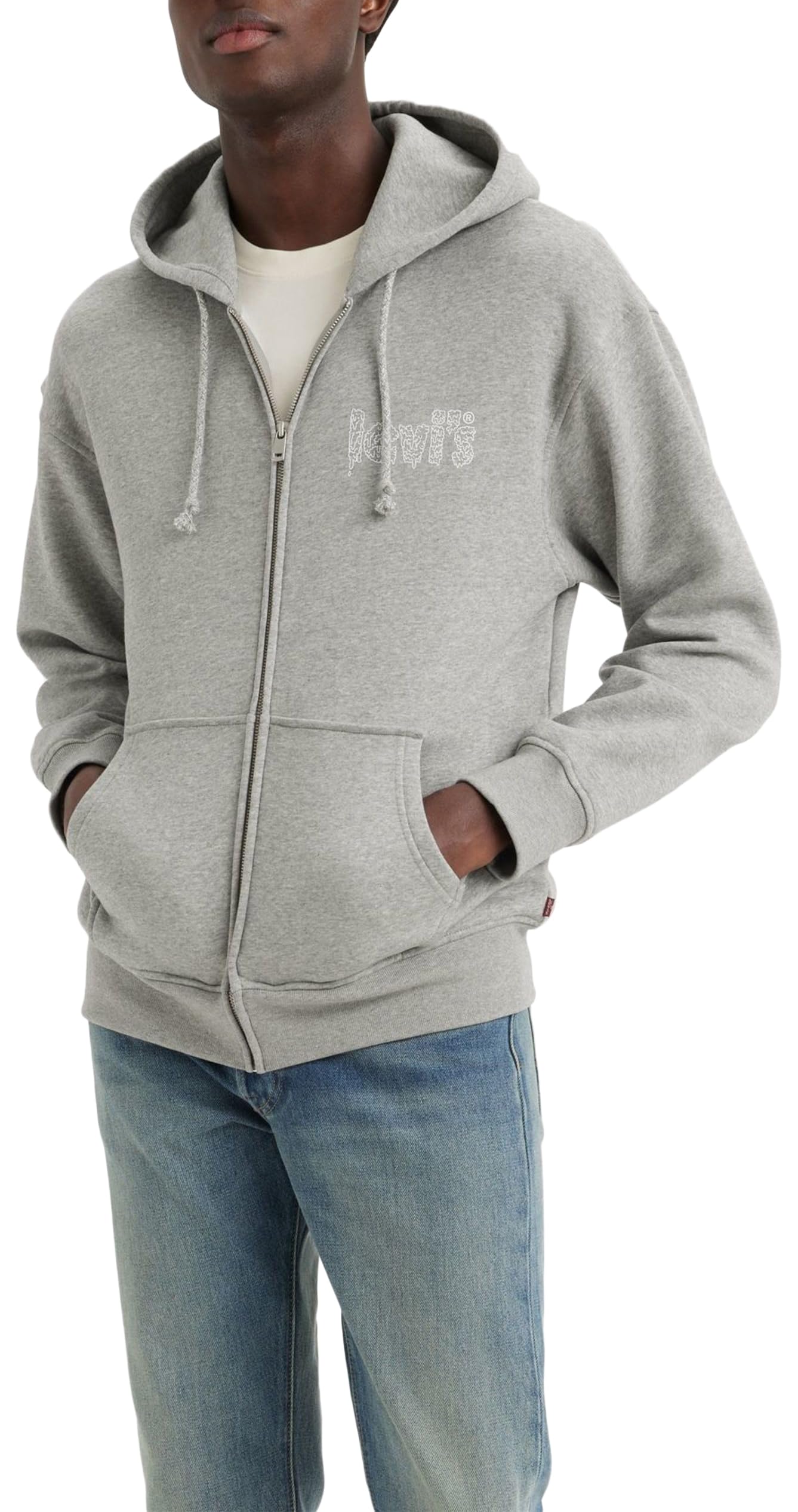 Levi's Men's Relaxed Graphic Zip-up Sweatshirt, Poster Logo Mid Heather Grey, XS