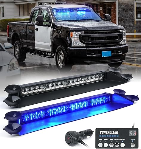 LUMENIX Luces estroboscópicas LED azules de emergencia para salpicadero, parabrisas de alta intensidad, advertencia de seguridad, barra de luz de