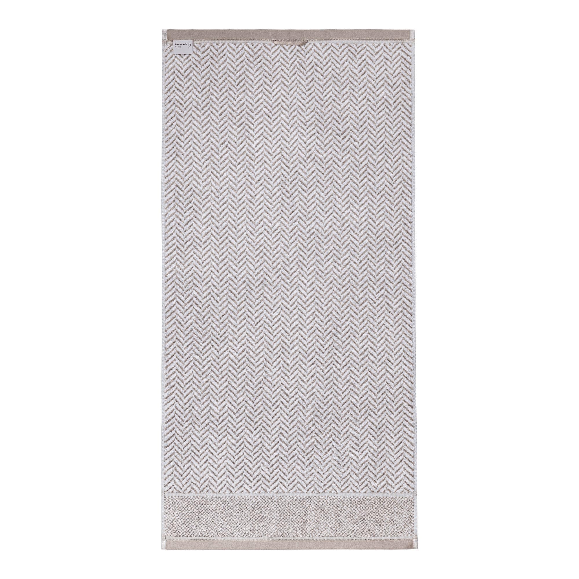 Herzbach Home Handtuch Duschtuch Set 100% Baumwolle Sandgrau/Weiß 2 Handtücher 2 Duschtücher