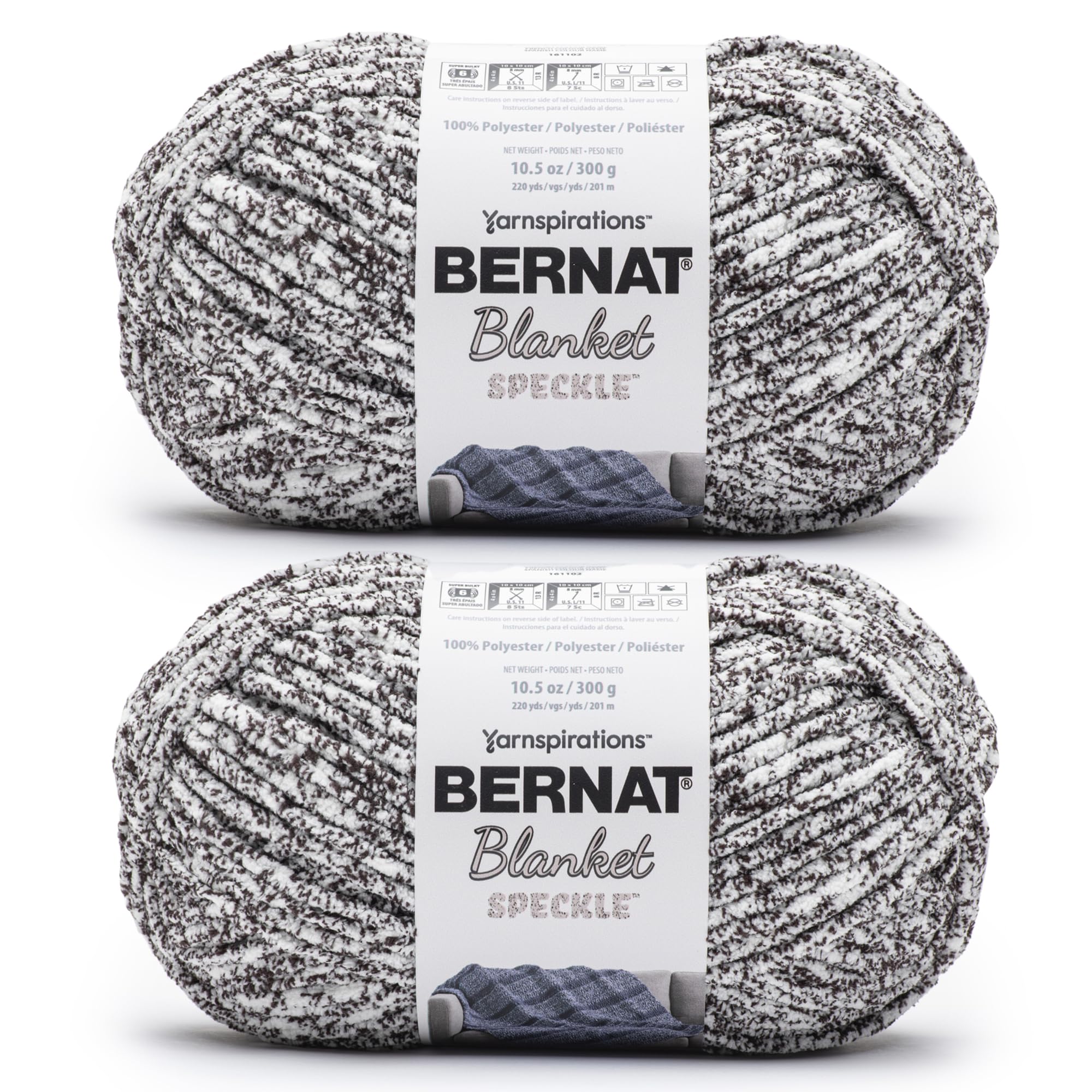 Bernat Blanket Speckle Typewriter Włóczka – zestaw 2 motków po 300 g – poliester – grubość #6 – 200 metrów – do robienia na drutach i szydełkowania, Squall (niebiesko-biała)