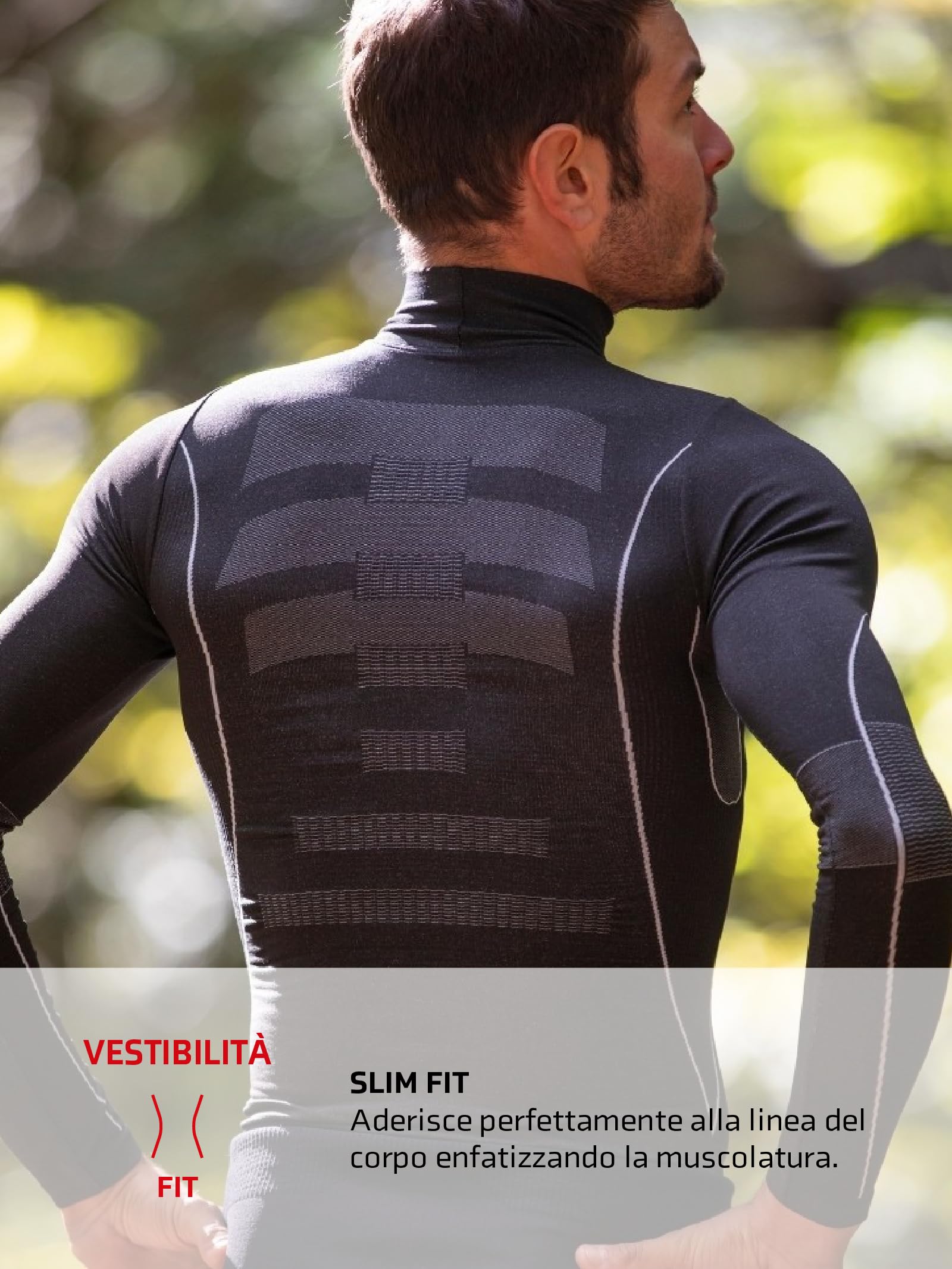 BIOTEX Lupetto Warm Effect per Ciclismo e Running, Intimo Tecnico Sportivo, Maglia Termica a Manica Lunga a Collo Alto, Nero