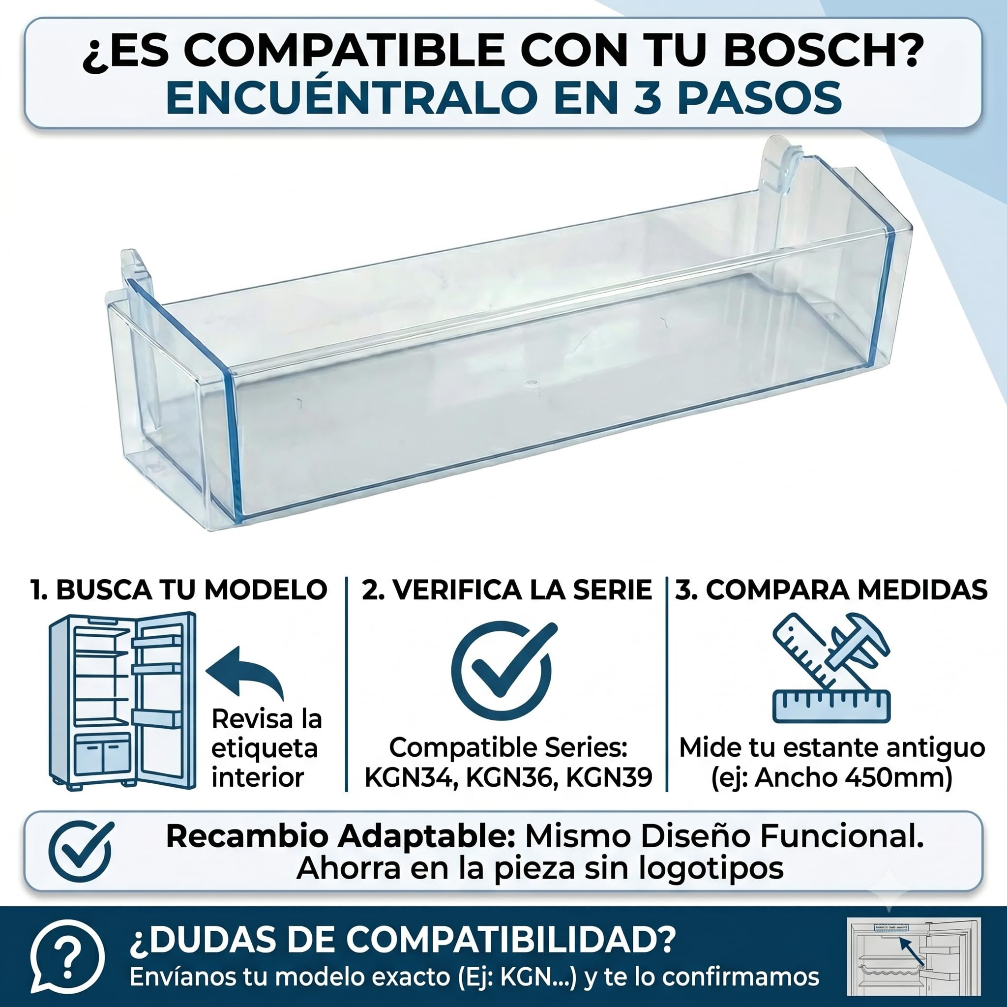 Estante Botellero Frigorífico Compatible con BOSCH 00709646 | Sustituye 00744473, 00705901, 0070475
