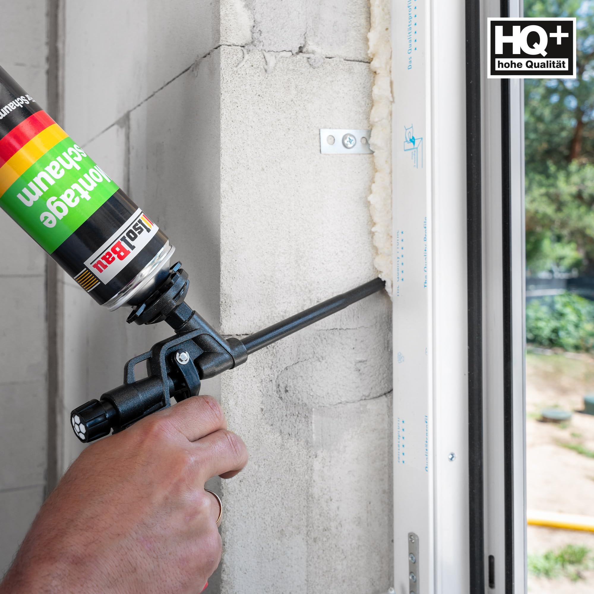 Isolbau Bauschaum-Set - Inkl. 12 x 1K Montageschaum B2 Pistolenschaum mit hervorragender Schall und Wärmedämmung (je 750 ml) & 1x Schaumpistole, Dämmen