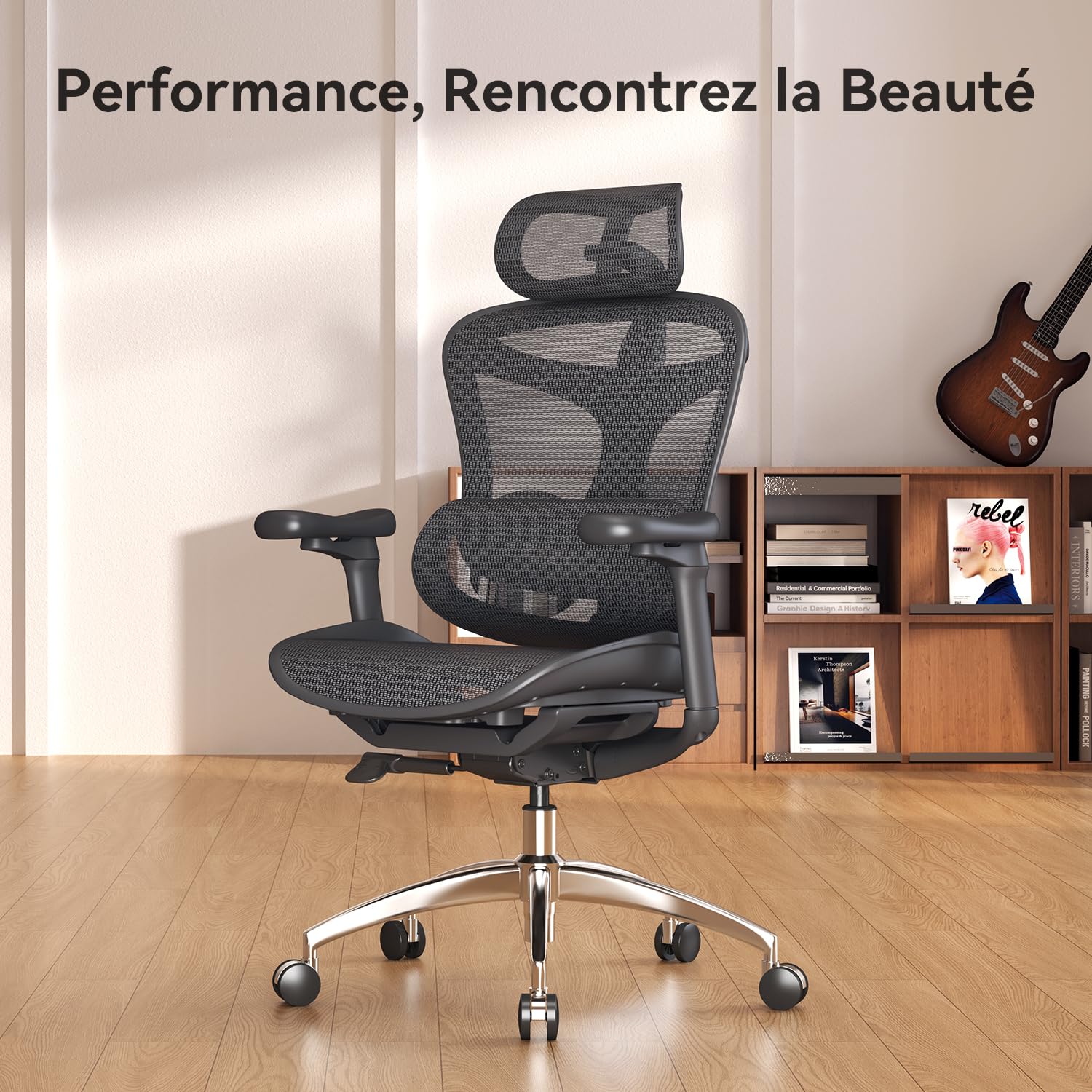 SIHOO Doro C300 Chaise de Bureau Ergonomique avec Accoudoirs Ultra Doux en 3D, Soutien Lombaire Dynamique pour Chaise Bureau à Domicile, Fauteuil de Bureau avec Dossier réglable(Noir)