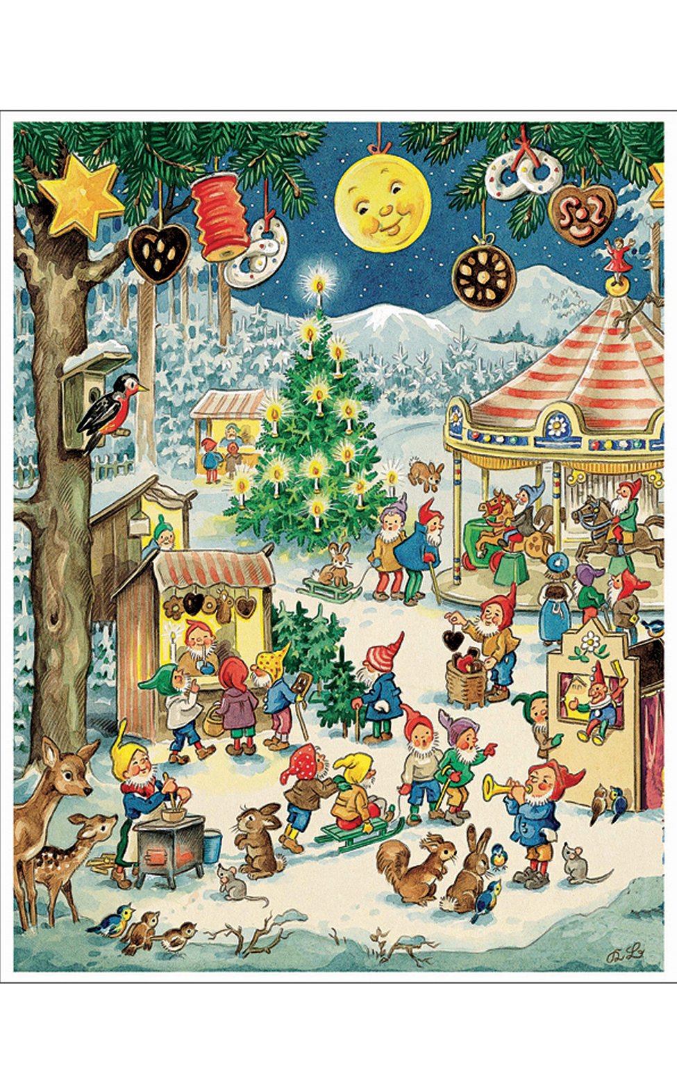 Alexander Taron Importer 10100 Korsch Advent-Festive Elves-11.5" H x 8" W x .1" D, Brown