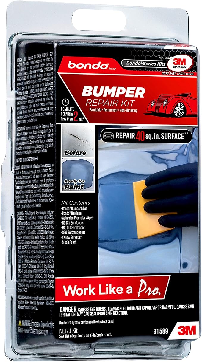 Bondo Bumper Repair Kit, Paintable Permanent NonShrinking Repair