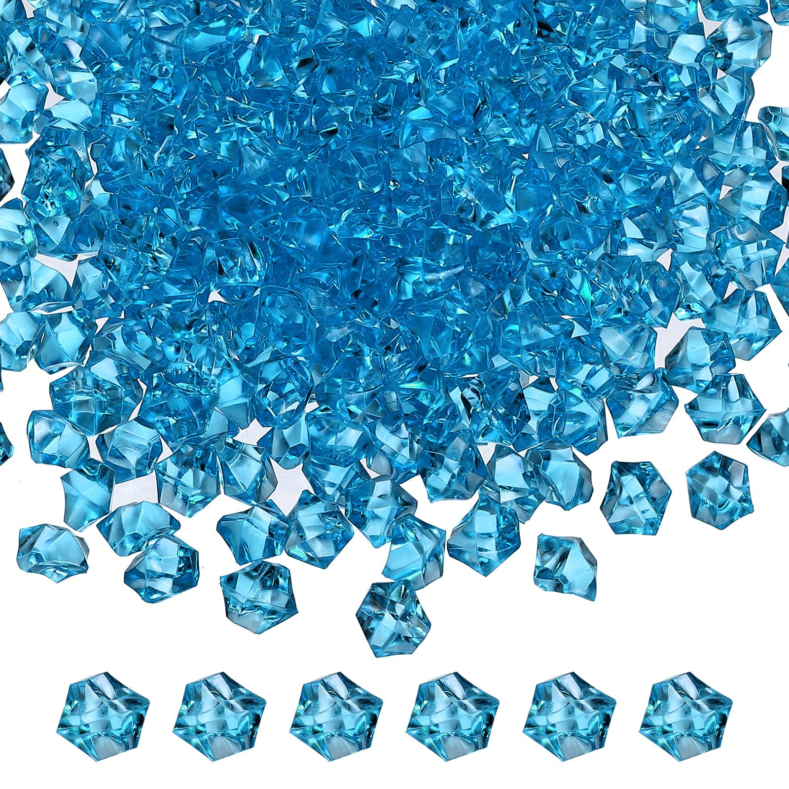 M METERXITY 1000-Pack Fake Ice Rocks, 6x9mm Fake Crushed Ice Acrylic Gems Diamonds for Vase Fillers/Fish Tank/DIY Crafts [Dark Blue]