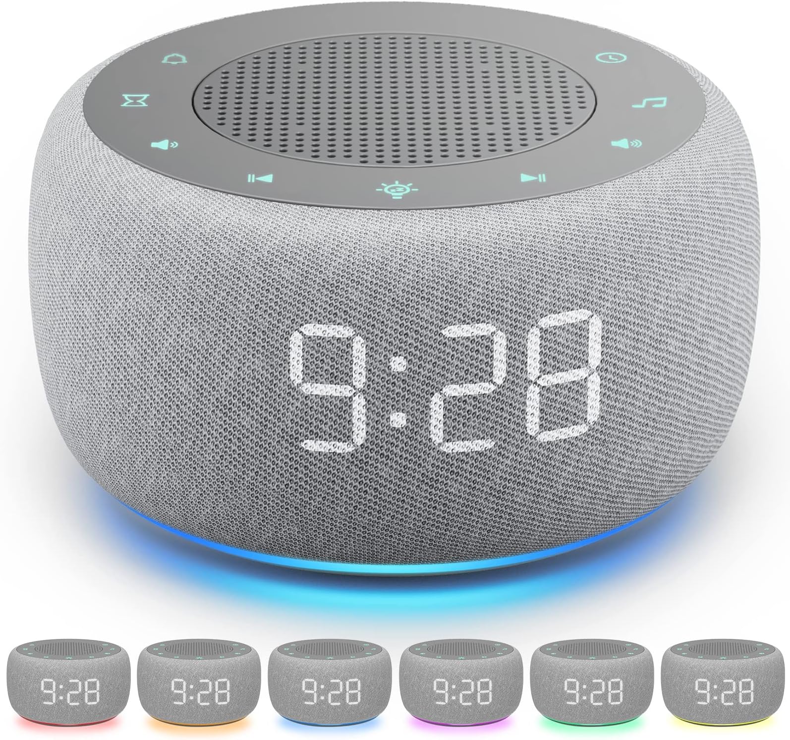 Buffbee Sound Machine & Alarm Clock, 2 in 1 18 Pleasant Sound, 7 Night Lights, Sleep Timer, Accurate 30 Levels Volume Control, White Noise Machine