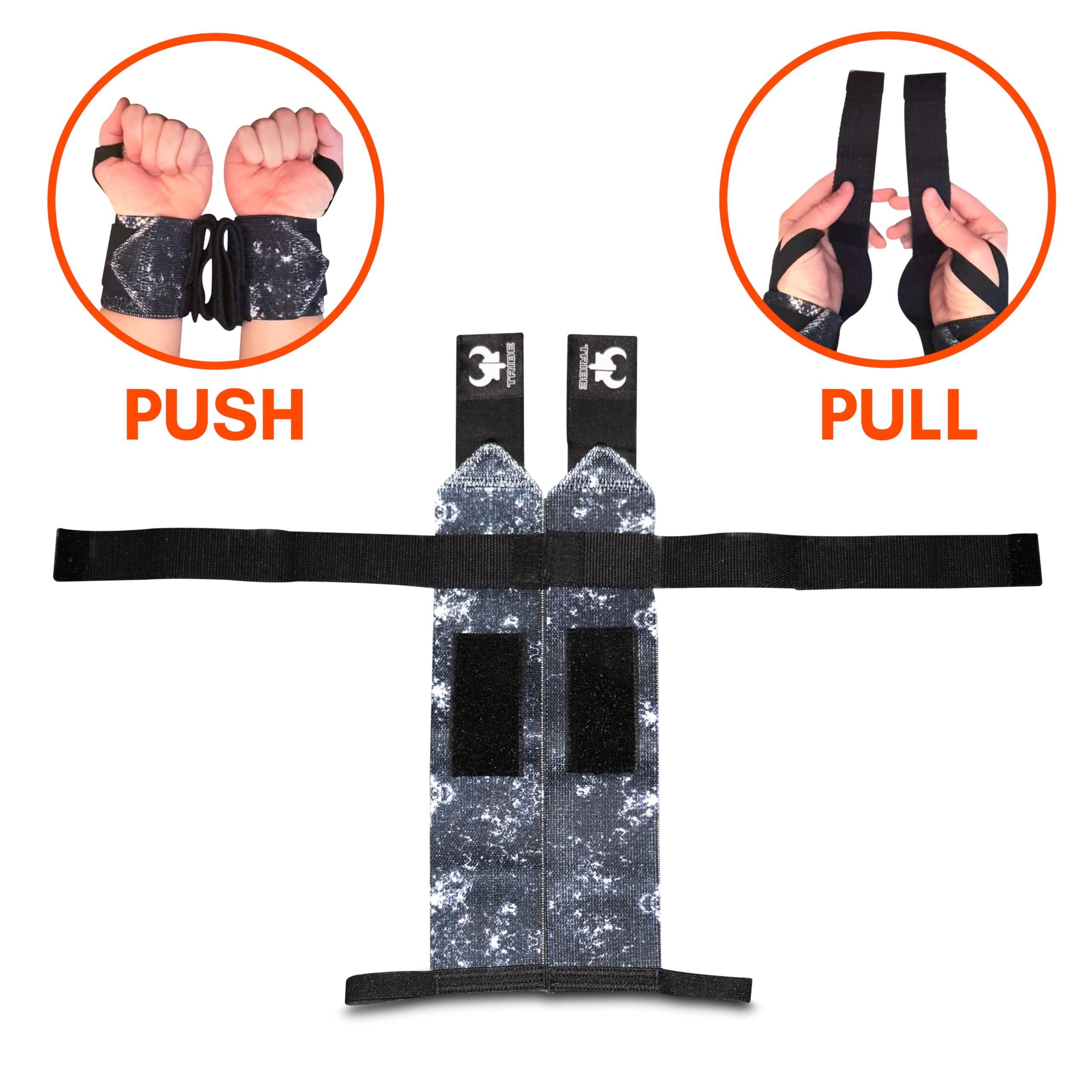 Correa de muñeca 2 en 1 resistente para levantamiento de pesas. Muñequeras duraderas de 18 pulgadas para soporte de gimnasio y correas de elevación de 13 pulgadas con agarre de silicona