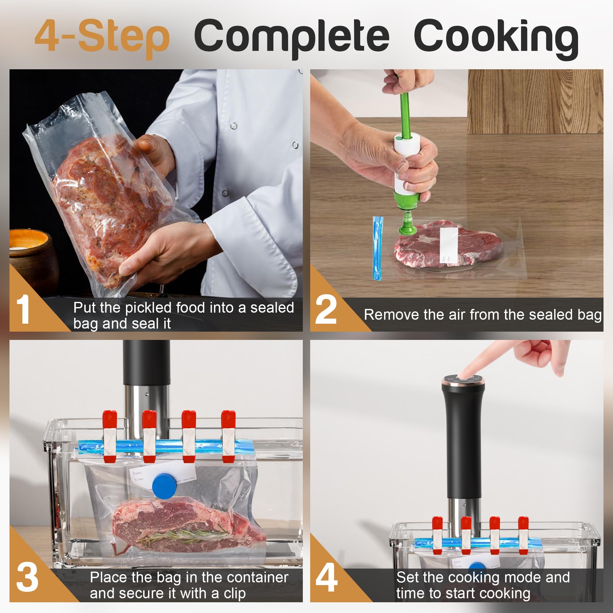 Karinear Thermoplongeur Wi-Fi Cuisson Sous Vide | 1400W Cuiseur Sous Vide | 10-90°C, Minuterie de 1-99 Min | Thermoplongeur Cuisine avec Aimant Sous Vide | Contrôle par Appliacation (Wi-Fi 2,4 G)