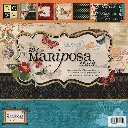 DCWV Mariposa - Juego de 48 hojas, 12 x 12 pulgadas, papel decorativo de doble cara para manualidades