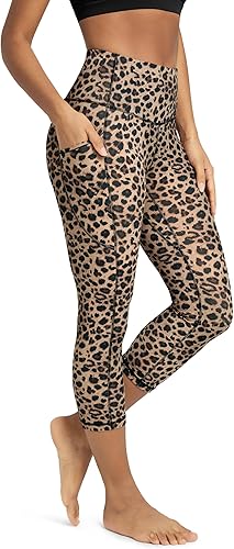 Miniatura 326 de ODODOS - Leggings tipo capri de mujer, no se traslucen y modelan el abdomen, con cintura alta y bolsillos; para hacer yoga, atletismo, ejercicio