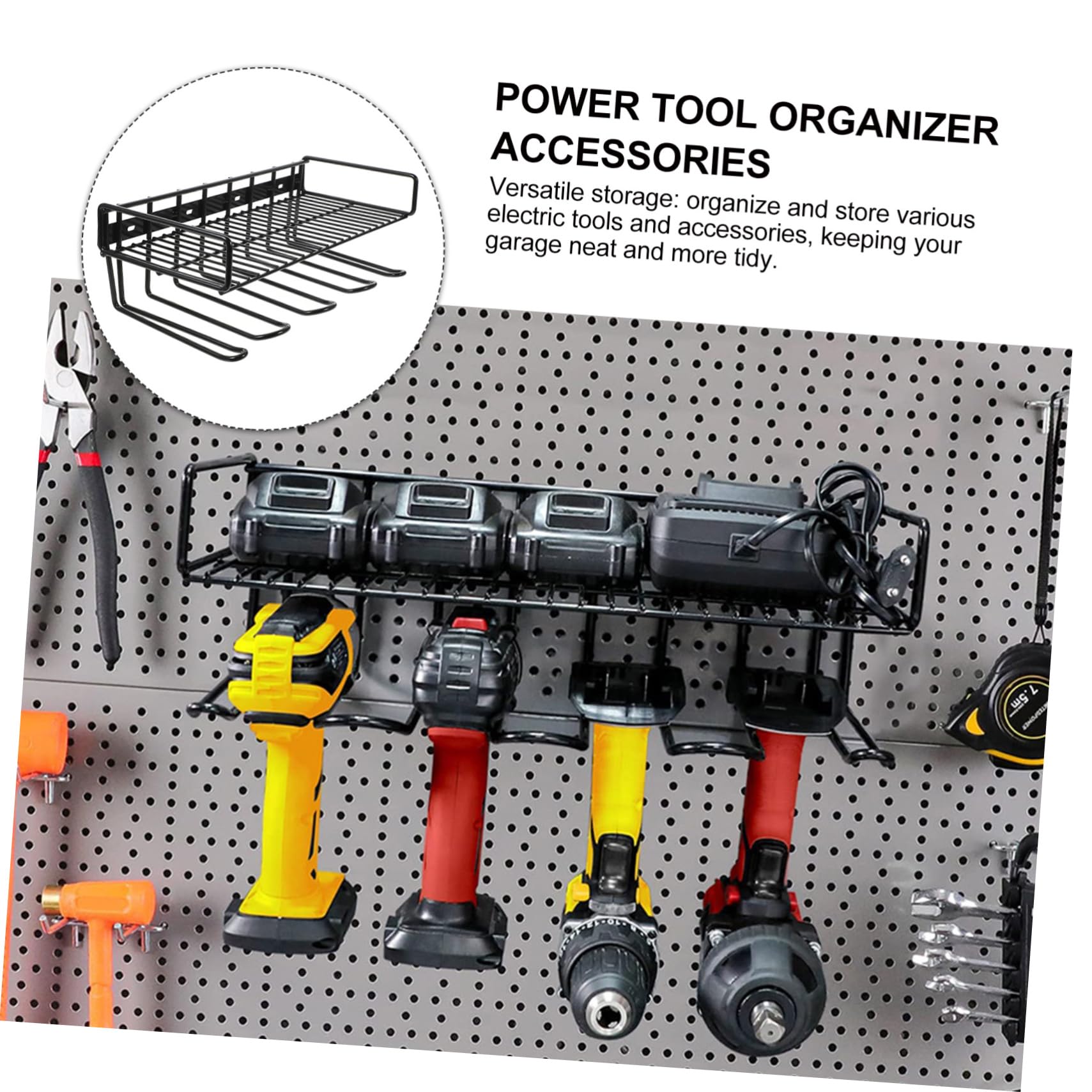 PRETYZOOM Organizador de Herramientas Eléctricas de Hierro Soporte Pared para Garage y Almacenamiento