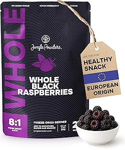Whole Black Freeze Dried Raspberries 3.2 Ounce Bag - Dried Fruit Healthy Snacks for Kids, Dehydrated Raspberry for Baking & Decoration - No Sugar Added Freeze Dried Raspberry Powder from Black Berry