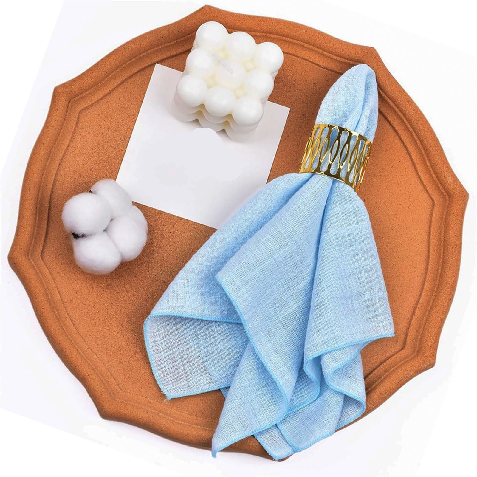 serviettes napkins 50PCS Terracotta Sewing Cloth Napkins 30x30cm Cotton Fabric Serviette Gauze Table Towels Wedding Decoration for dining wedding party everyday home(50pcs blue)