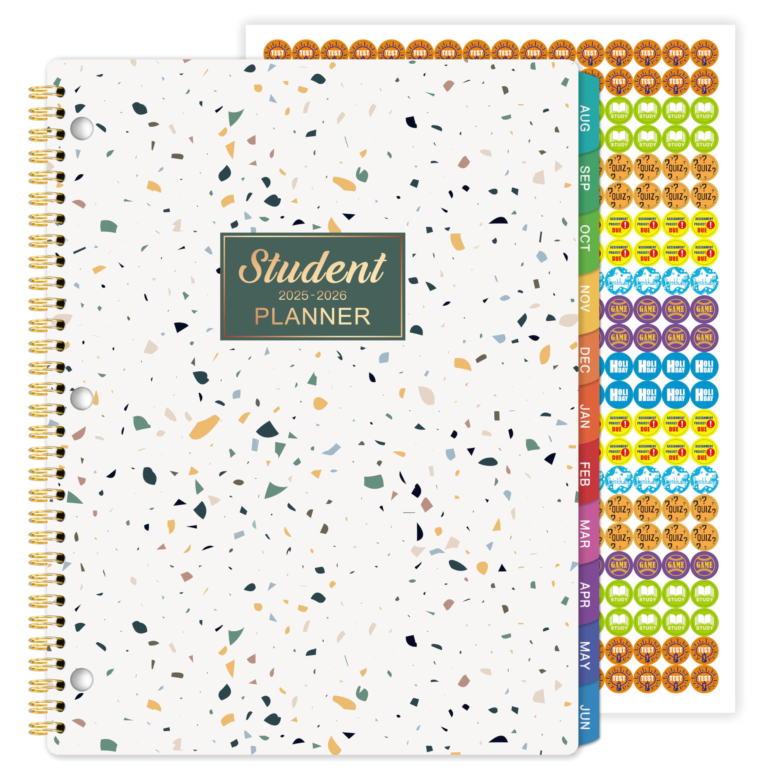 Student Planner 2025-2026 - Weekly and Monthly Planner2025-2026 with Colorful Tabs & Stickers, Aug. 2025 - June 2026, 9" x 11", School Planner for Middle or High School