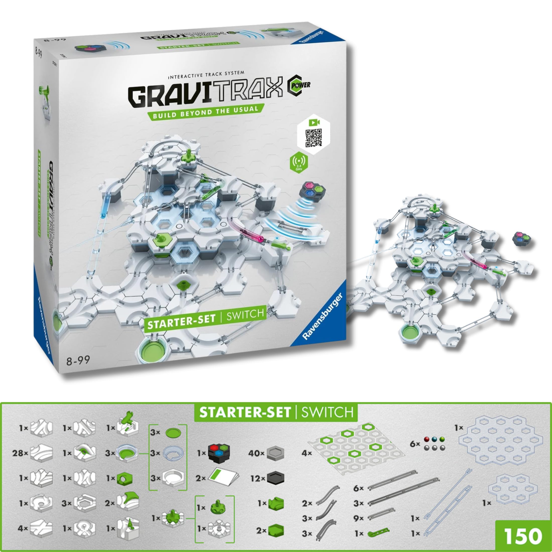 Ravensburger - Gravitrax Power Starter Set | Circuito Canicas con 150 Piezas | Rompecabezas Niños con Canicas | Juegos para Niños De 8 Años | Juegos Mesa Compatibles con Todos Los Gravitrax