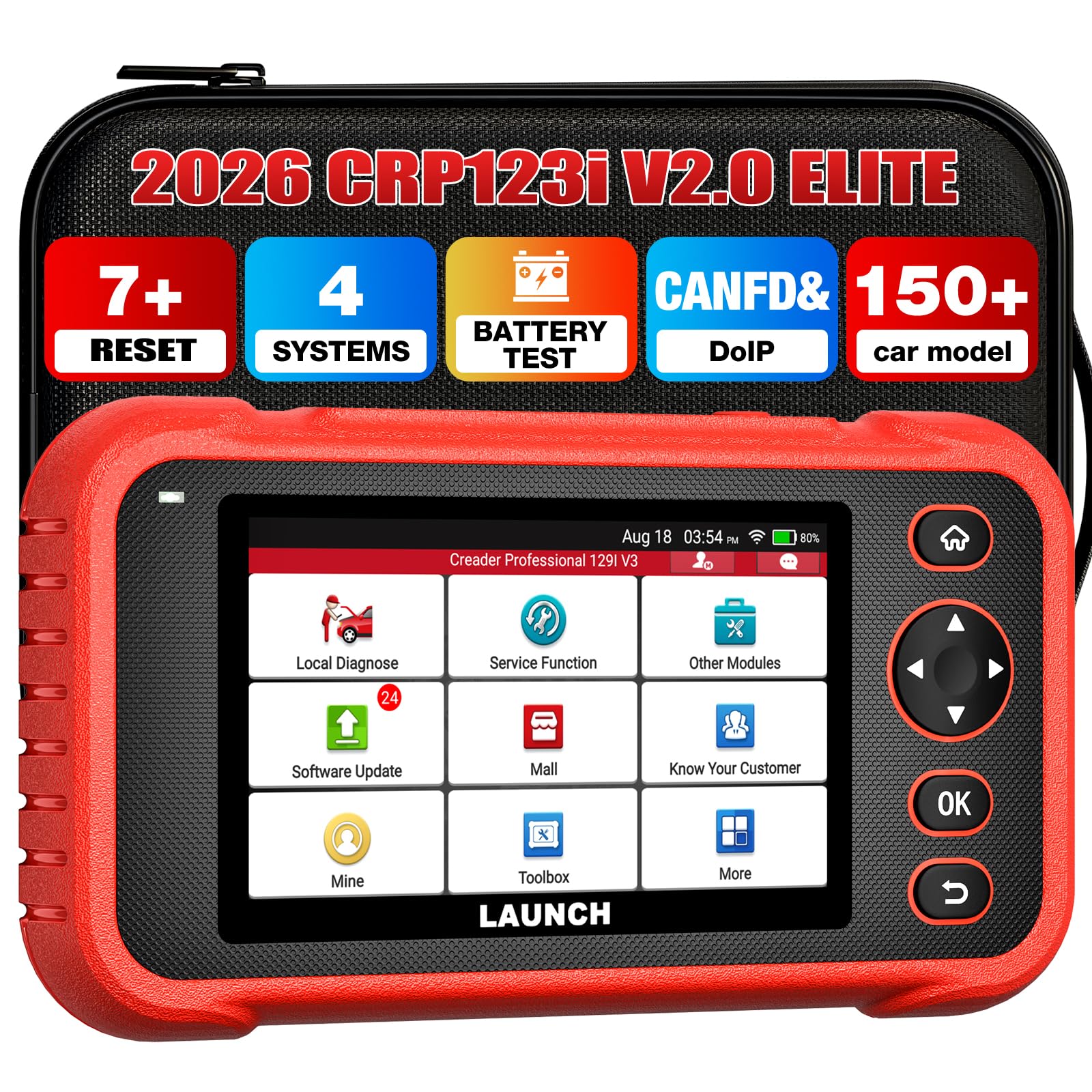 2023 Elite LAUNCH CRP123i Czytnik kodów OBD2 Skaner diagnostyczny OBD2 ENG/ABS/SRS/AT, 3 resetowanie przepustnicy/reset oleju/kalibracja SAS, test akumulatora, AutoVIN