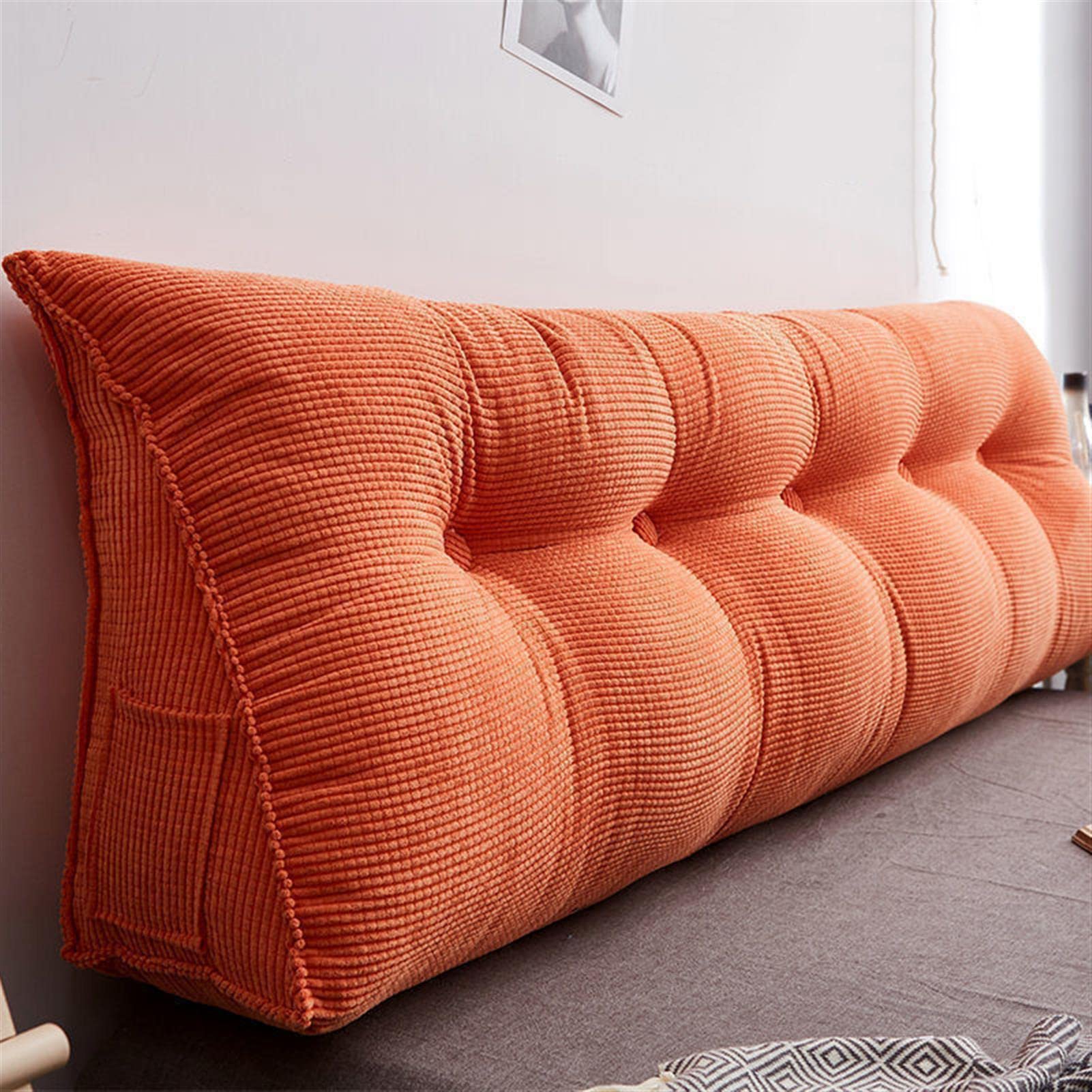 UIHECTA Triangular Headboard Pillow,Bed Rest Positioning Support Pillow for Reading,Bedside Cushion,Triangle Double Sofa Large Back,Wedge Headboard Pillow with Removable Cover,01,180×50×20cm