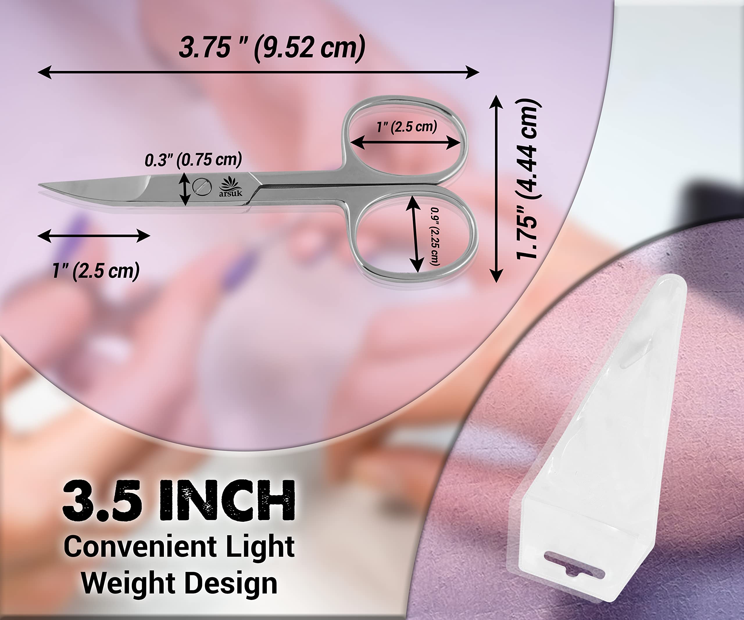 ARSUK Ciseaux à ongles incurvés pour enlever les ongles des doigts et des orteils - Ciseaux à sourcils en acier inoxydable de qualité supérieure pointus
