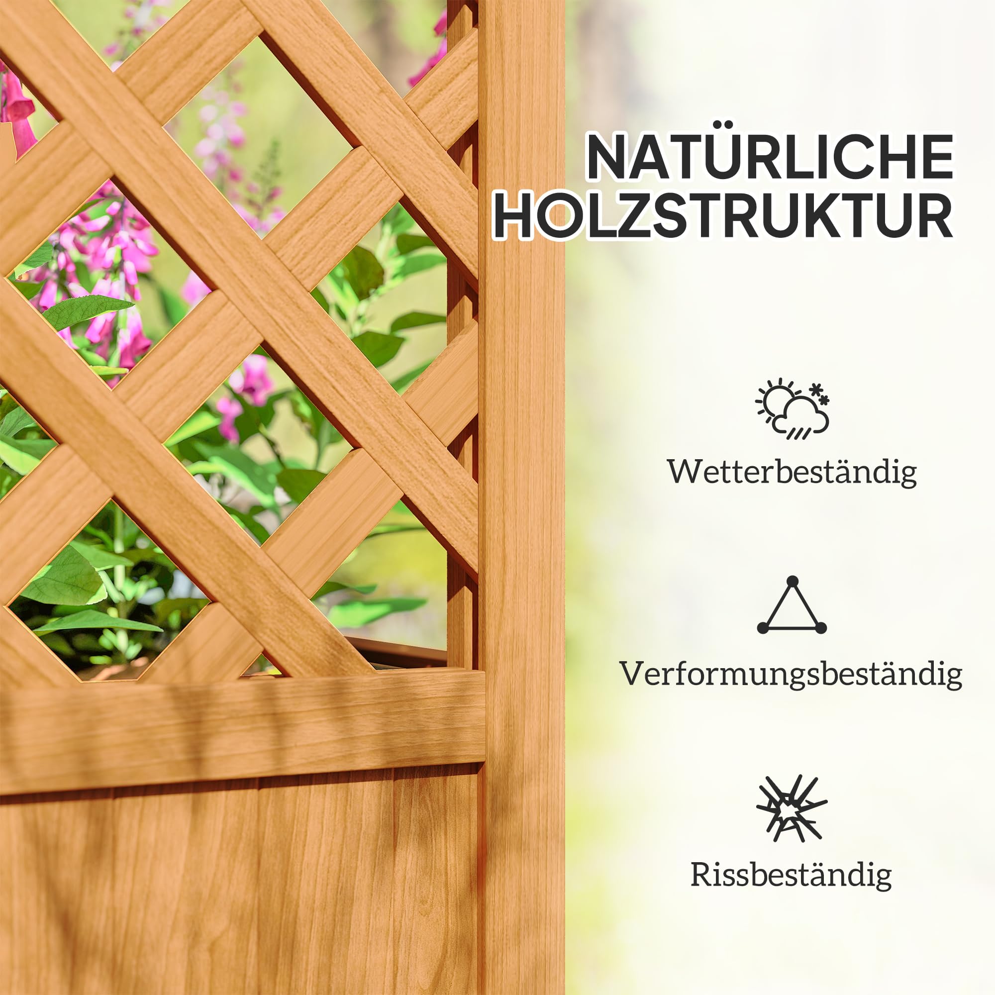 Outsunny Jardinière surélevée avec treillis, toit incurvé, treillis de jardin, en bois, 83 x 36 x 145 cm, pour jardin, balcon, terrasse, bac à fleurs pour plantes grimpantes, plantes en panier, fleurs