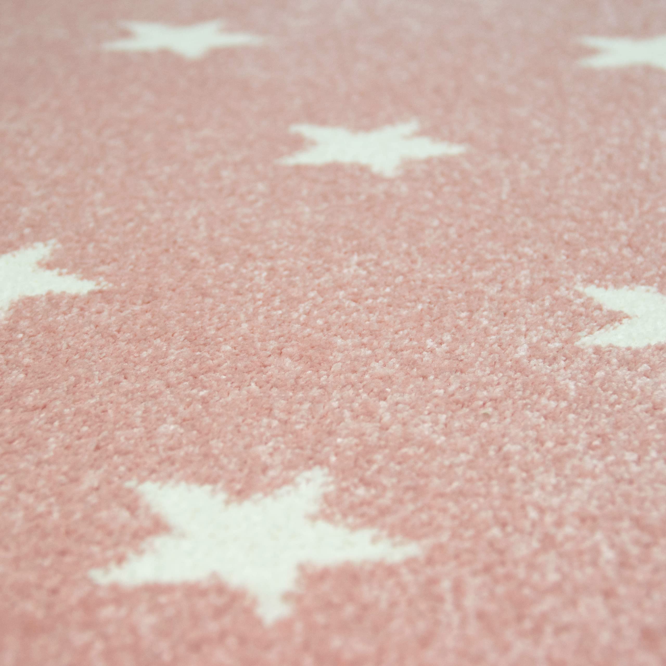 Teppich-Traum Alfombra de Juego Infantil Estrella en Rosa con Estampado de estrellitas Blancas, 120 cm rodondo