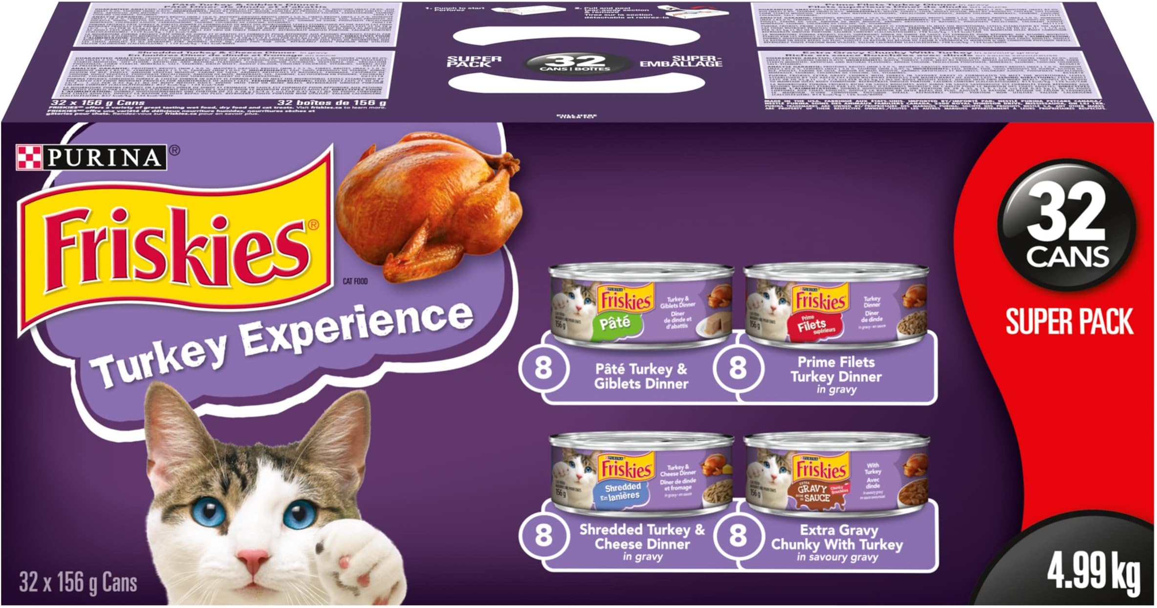 Purina Friskies Turkey Experience Wet Cat Food Super Pack 32 x 156g
