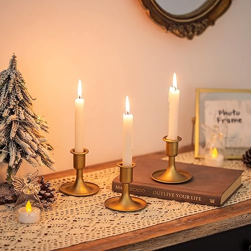 Miniatura 4 de Sziqiqi Portavelas negros  Juego de 2 portavelas cónicos para centro de mesa, pequeño portavelas de metal para el día de Acción de Gracias,