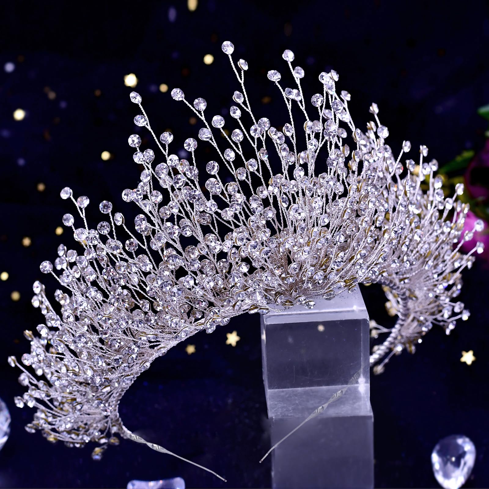Corona di diadema da sposa in cristallo, diademi e corone da regina, corone da sposa per feste di compleanno, matrimoni, concorsi di nozze, accessori per capelli