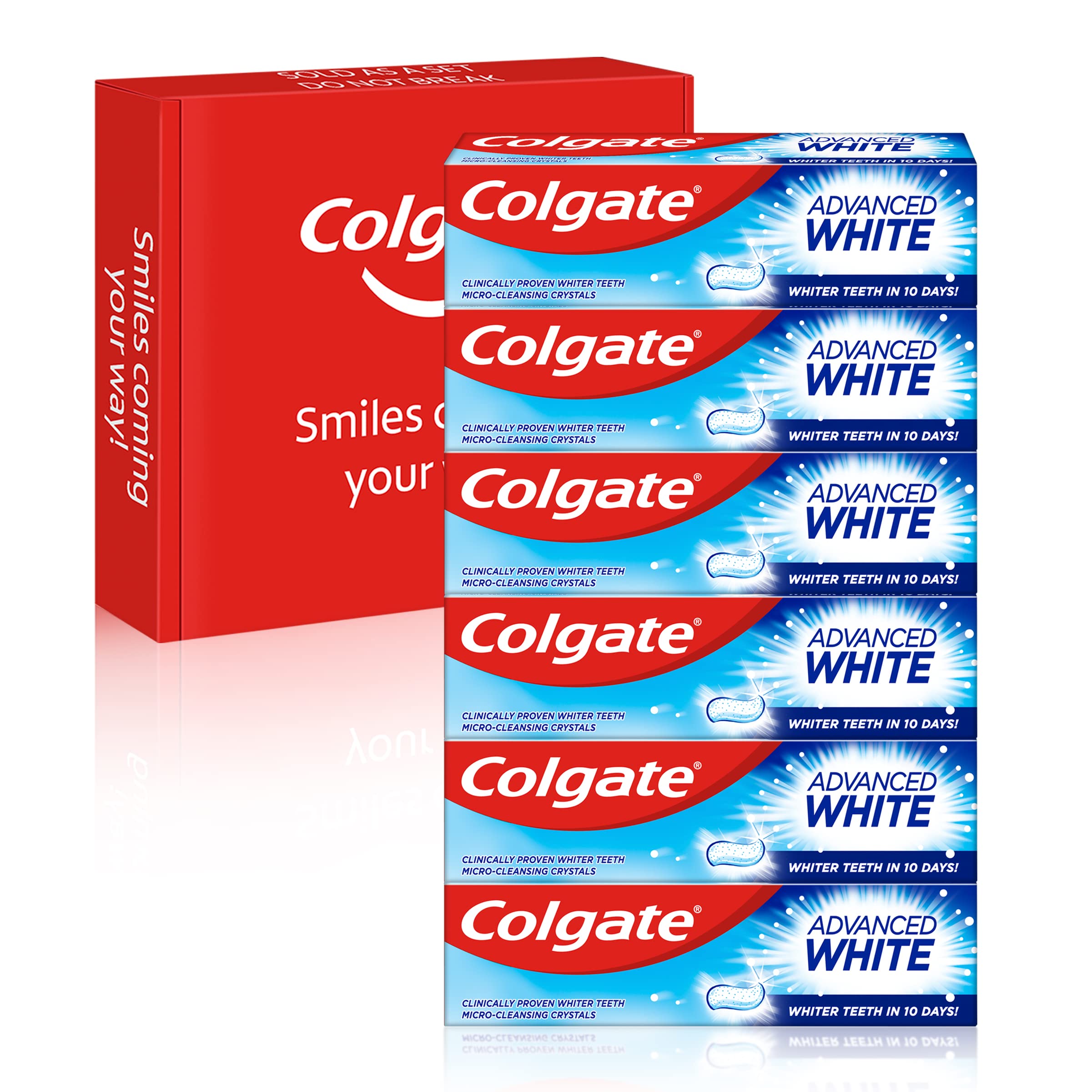 Colgate Advanced White Toothpaste, 6 x Multi Action Whitening