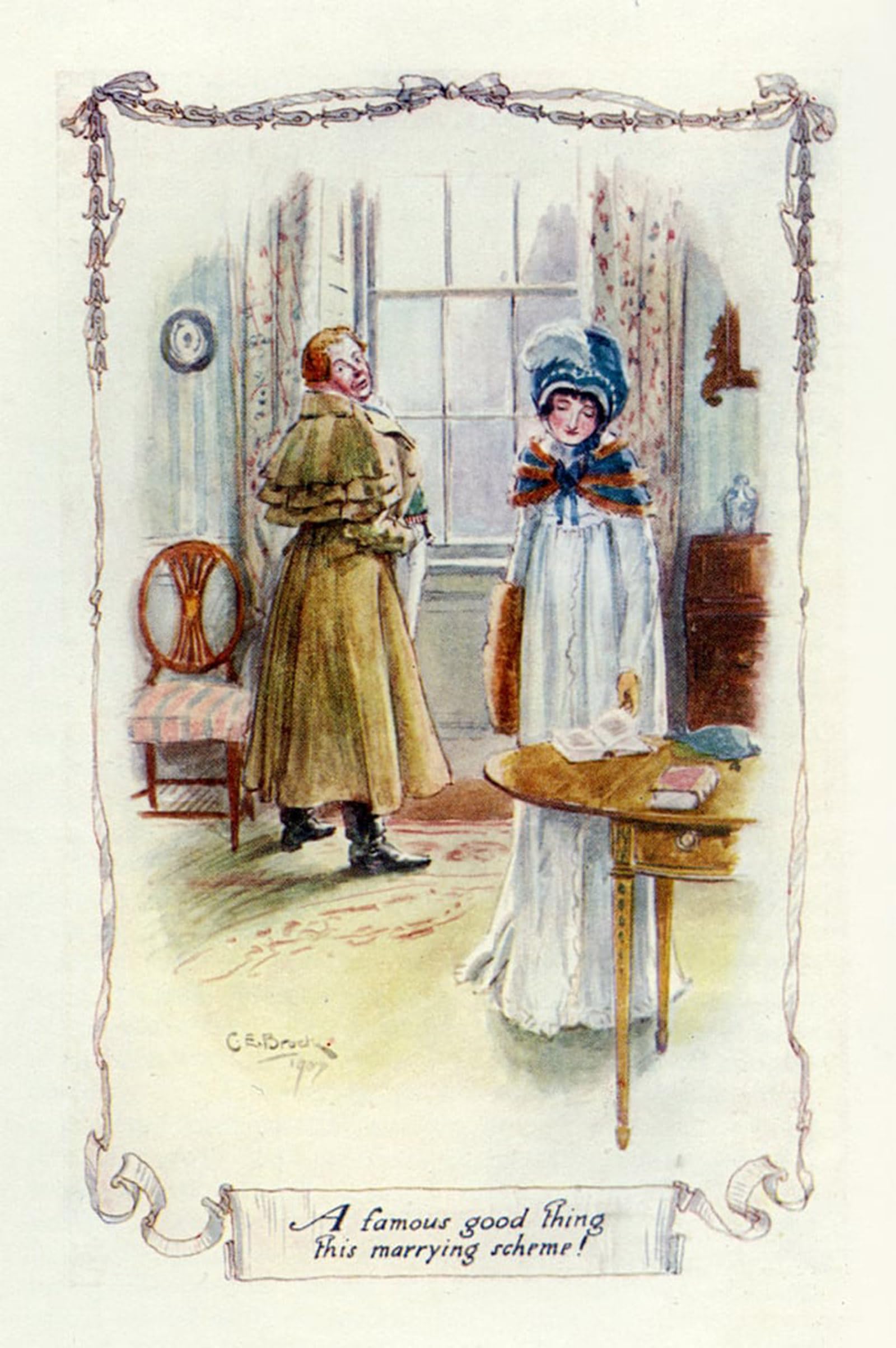 HRJUBWREE Famous Paintings Pictures Artwork Picture a Famous Good Thing This Marrying Scheme by Charles Edmund Brock Photo Wall Print for Home Decor 60x90cm