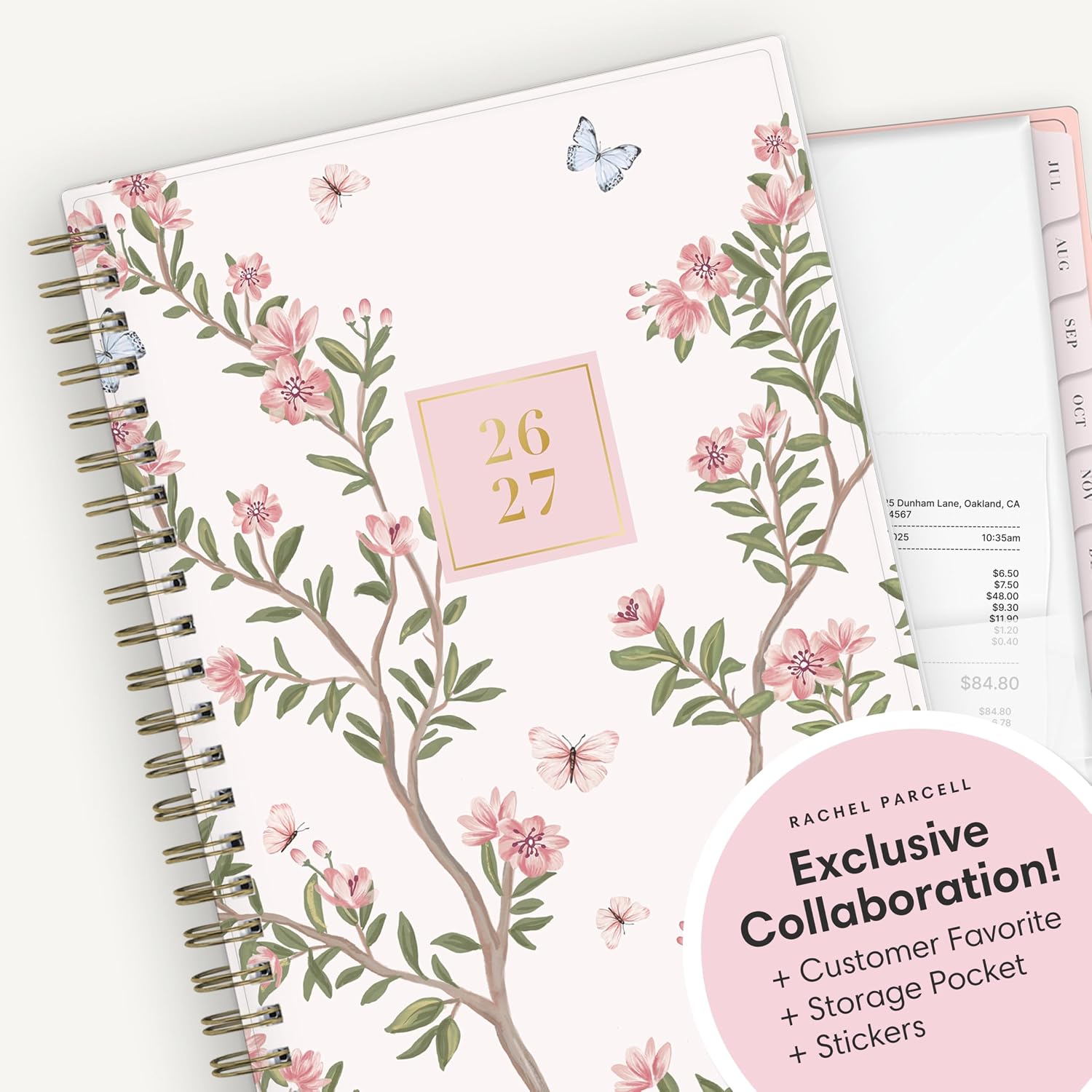 Blue Sky Rachel Parcell 2026-2027 Weekly and Monthly Academic Year Planner Calendar, July 2026 - June 2027, 5" x 8", Flexible Cover, Wirebound, Laminated Tabs, Storage Pocket, Includes Stickers, Cherie